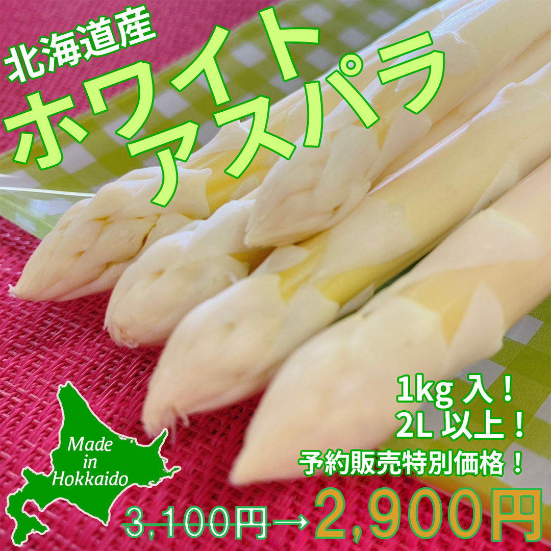 ホワイトアスパラ（2Lサイズ上)　１ｋｇ【予約販売中】